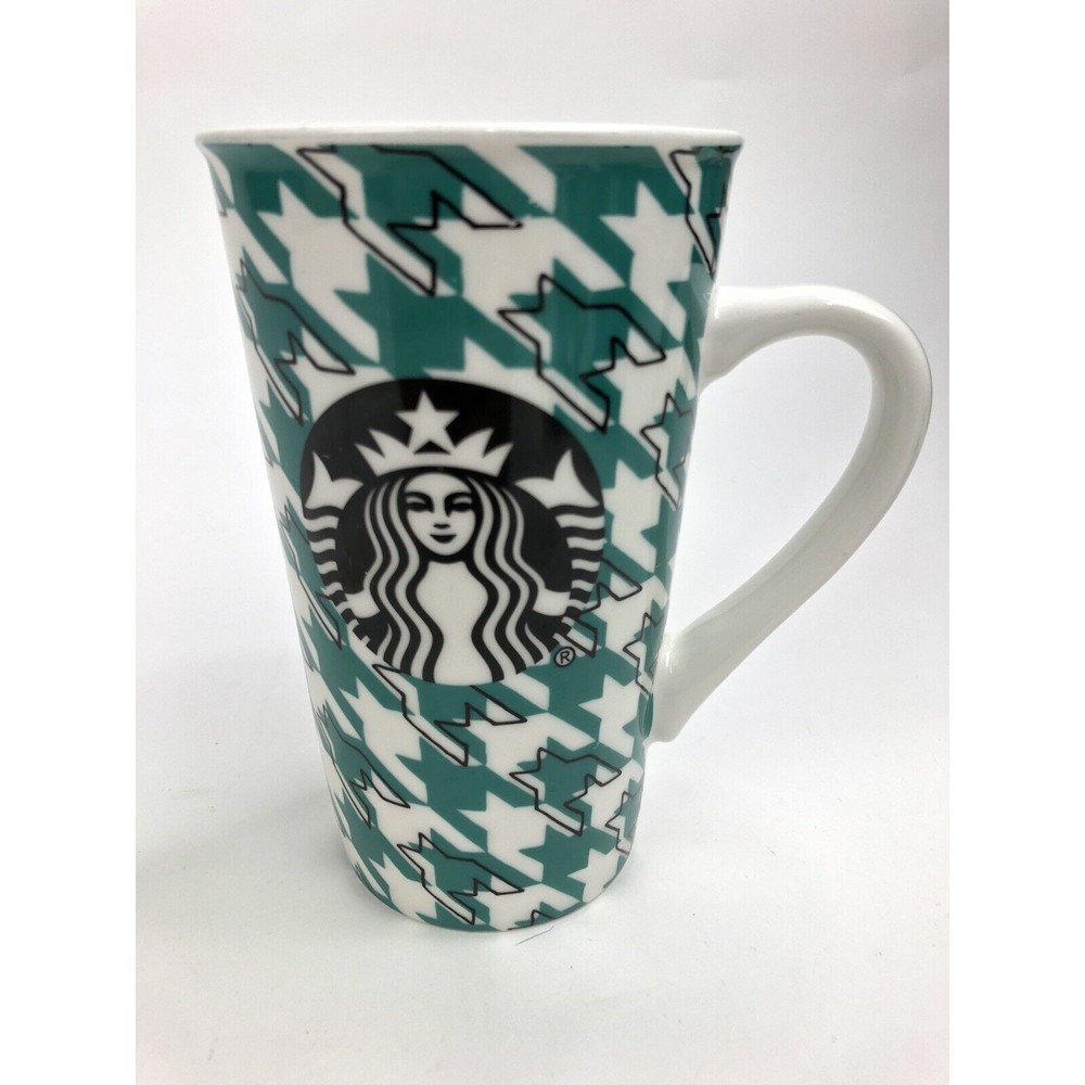 Starbucks Christmas Green Houndstooth Coffee Mug Cup 16 Oz 2017